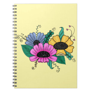Colourful Cartoon Flowers Notebook
