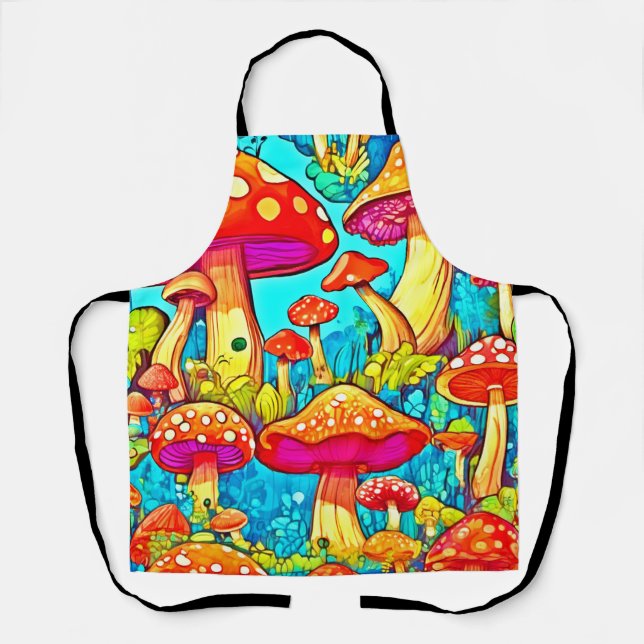 Colourful Cartoon Fungi Fantasies Apron (Front)