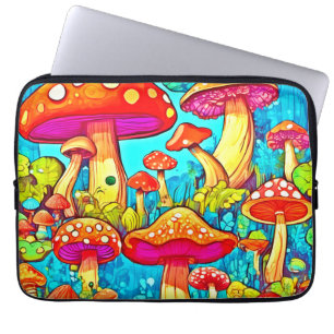 Colourful Cartoon Fungi Fantasies Laptop Sleeve