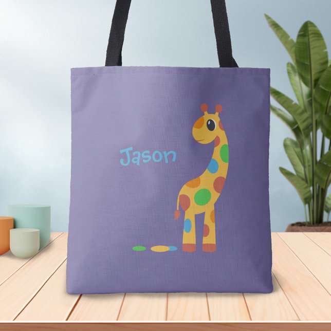 Colourful Cartoon Giraffe - Custom Colour Tote Bag (Creator Uploaded)