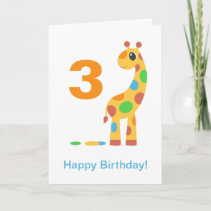 Colourful Cartoon Giraffe Happy Birthday Custom Ag Card
