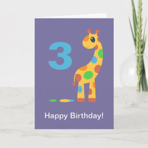 Colourful Cartoon Giraffe Happy Birthday Custom Ag Card