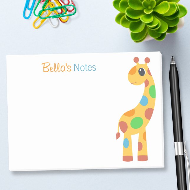 Colourful Cartoon Giraffe Post-it Notes (Creator Uploaded)