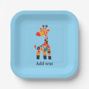 Colourful Cartoon Giraffe Template Paper Plate