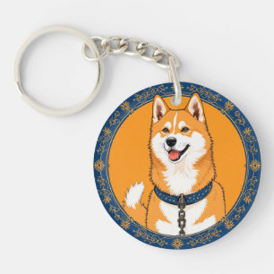 Colourful Cartoon Happy Dog Key Ring