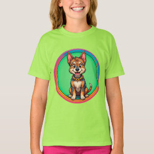 Colourful Cartoon Happy Dog T-Shirt