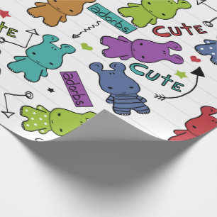 Colourful Cartoon Hippo Pattern Wrapping Paper