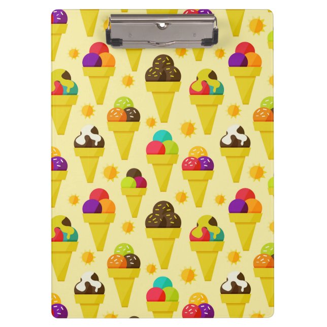 Colourful Cartoon Ice Cream Cones Clipboard (Front)