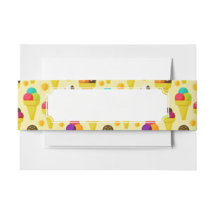 Colourful Cartoon Ice Cream Cones Invitation Belly Band