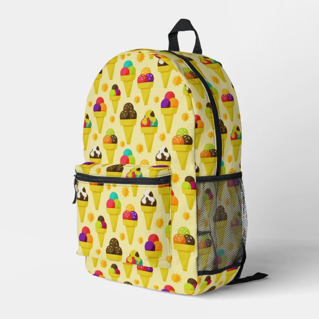 Colourful Cartoon Ice Cream Cones Printed Backpack (Back Corner Right)