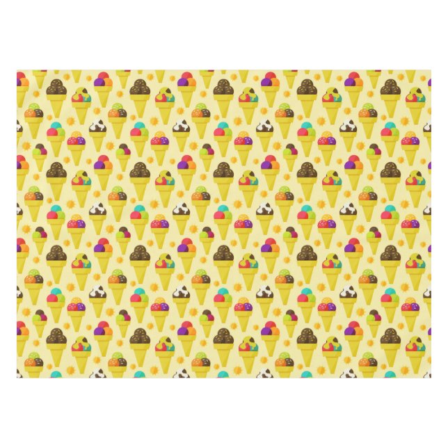 Colourful Cartoon Ice Cream Cones Tablecloth (Front (Horizontal))