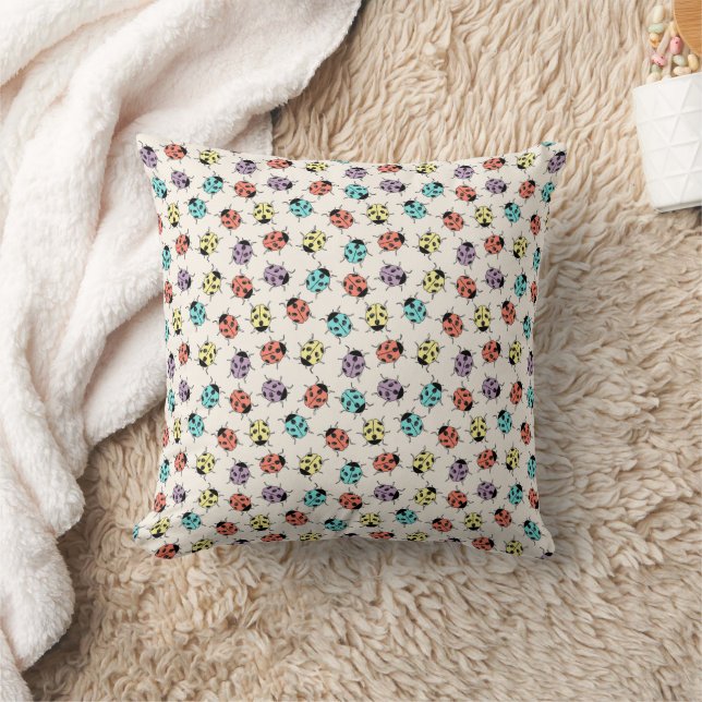 Colourful Cartoon Ladybugs Pattern  Cushion (Blanket)