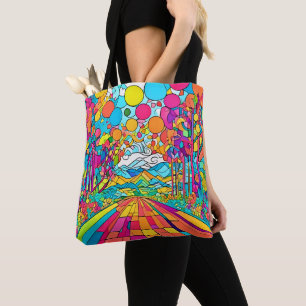 Colourful Cartoon Park Scene Tote Bag