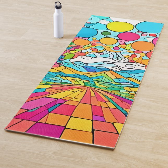 Colourful Cartoon Park Scene Yoga Mat (In Situ)