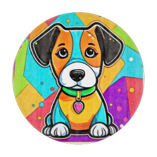 Colourful Cartoon Puppy Art Print Cutting Board