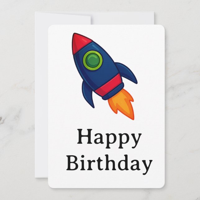 "Colourful Cartoon Rocket Ship Illustration" Invitation (Front)