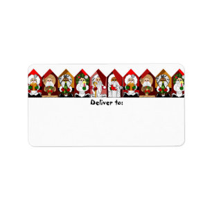 Colourful Cartoon Santas Christmas Address Labels