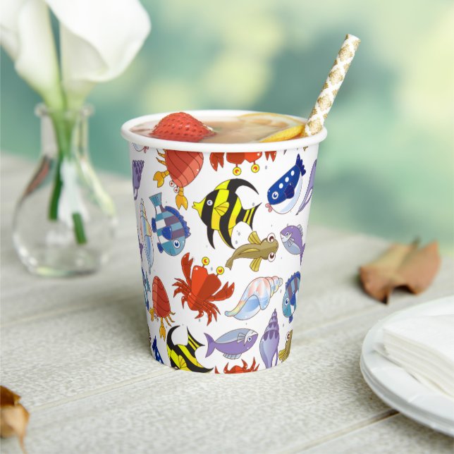 Colourful Cartoon Sealife Party Paper Cups (Insitu)