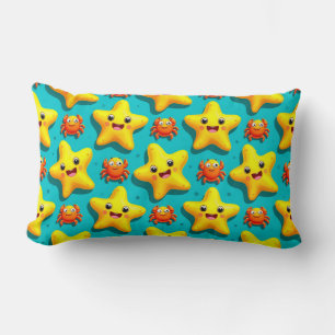Colourful Cartoon Starfish and crabs Lumbar Cushion