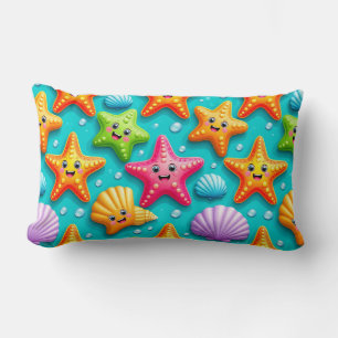 Colourful Cartoon Starfish and Shells Lumbar Cushion