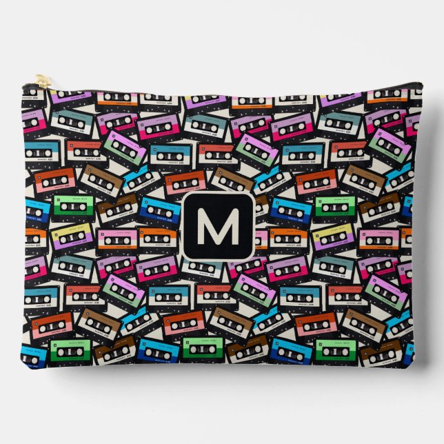 Colourful Casette Tapes custom monogram Accessory Pouch (Front)