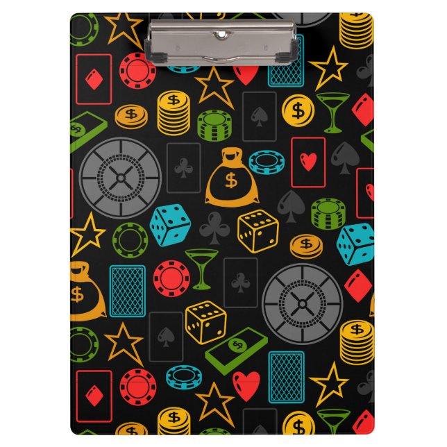 Colourful Casino Icons Notebook Clipboard (Front)