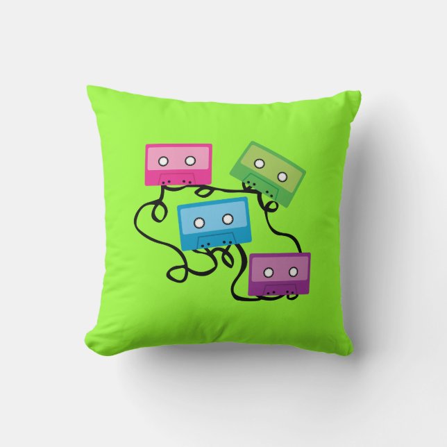 Colourful Cassette Tapes Cushion (Front)