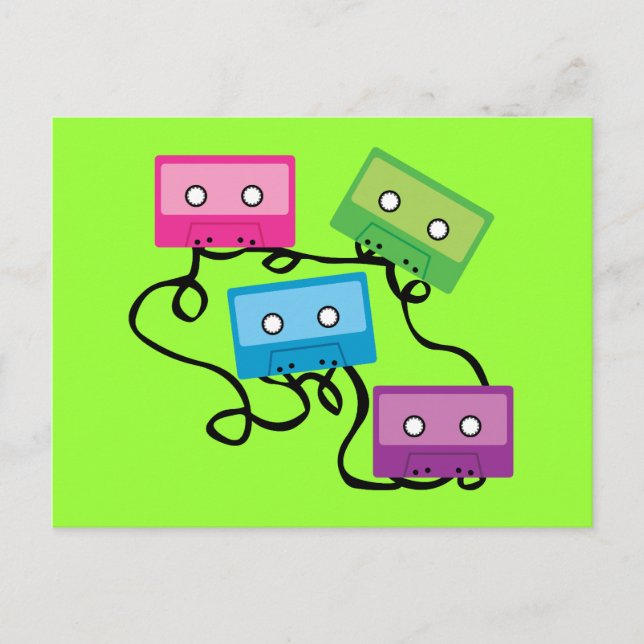 Colourful Cassette Tapes Postcard (Front)