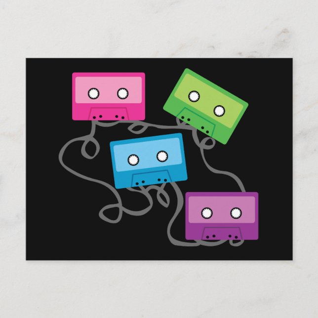 Colourful Cassette Tapes Postcard (Front)