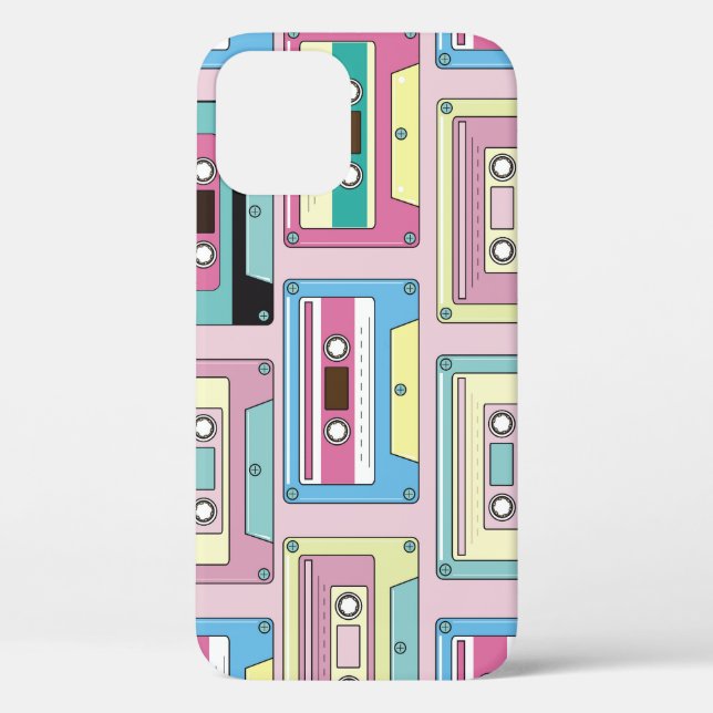 Colourful cassettes, pink background pattern. Case-Mate iPhone case (Back)