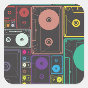 Colourful Cassettes Square Sticker