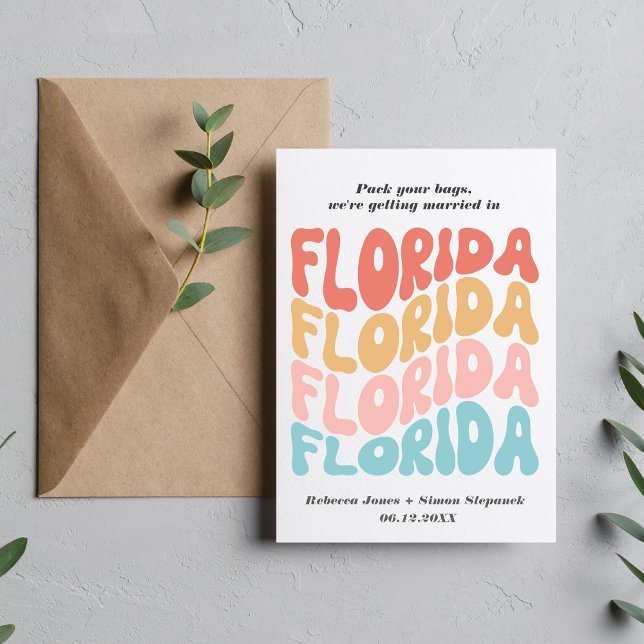 Colourful Casual Florida Wedding Save the Date Announcement Postcard (Creator Uploaded)