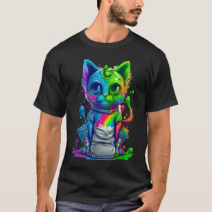 Colourful Cat 3D Abstract Vector Cat T-Shirt