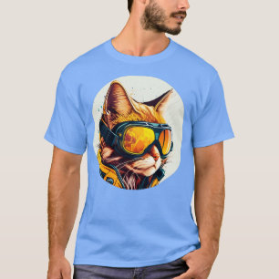 Colourful Cat A Cat In A Ski Googles Skiing Skier T-Shirt