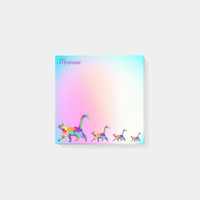 Colourful Cat Abstract Art Modern Personalised Post-it Notes (Front)