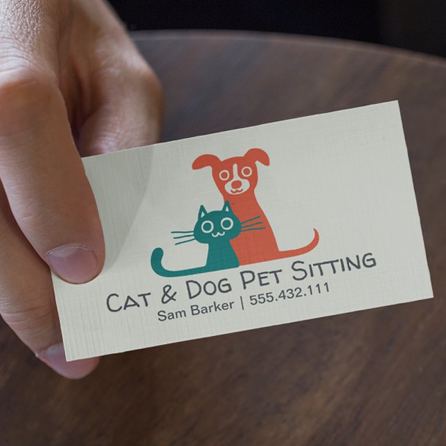 Colourful Cat and Dog Pet Sitting | Pet Care Business Card (Creator Uploaded)