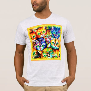 Colourful Cat and kitten Pattern. Buy Now T-Shirt