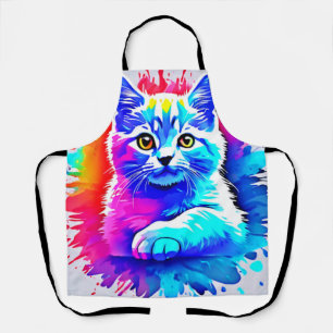 Colourful Cat Art Apron
