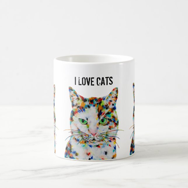 Colourful Cat Art Mug (Center)