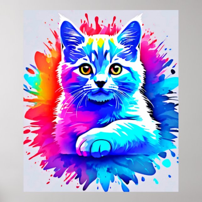 Colourful Cat Art Poster (Front)