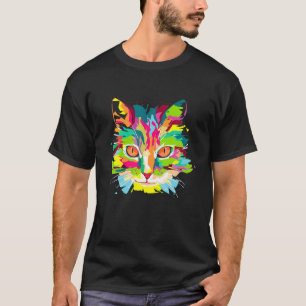 Colourful cat artistic bright colours cat kitten p T-Shirt