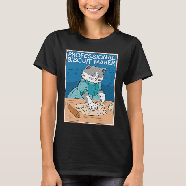 Colourful Cat Biscuit Maker Realistic Baker Cat  V T-Shirt (Front)