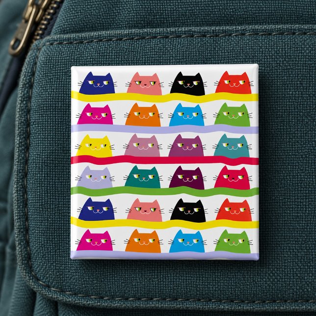 Colourful Cat Button Funny Cute (Creator Uploaded)