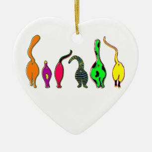 Colourful Cat Butts Ceramic Tree Decoration