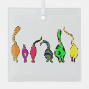 Colourful Cat Butts Glass Tree Decoration