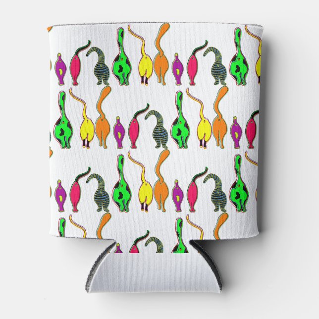 Colourful Cat Butts Pattern Can Cooler (Front)