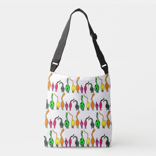 Colourful Cat Butts Pattern Crossbody Bag (Front)
