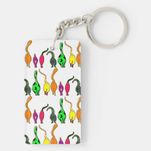 Colourful Cat Butts Pattern Key Ring