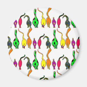 Colourful Cat Butts Pattern Magnet