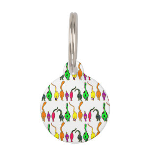 Colourful Cat Butts Pattern Pet Tag